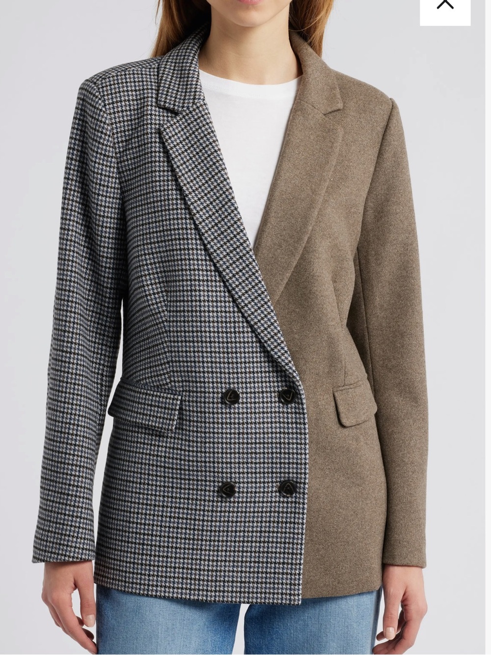 Rails Cody Mixed Check Double Breasted Blazer size Small
